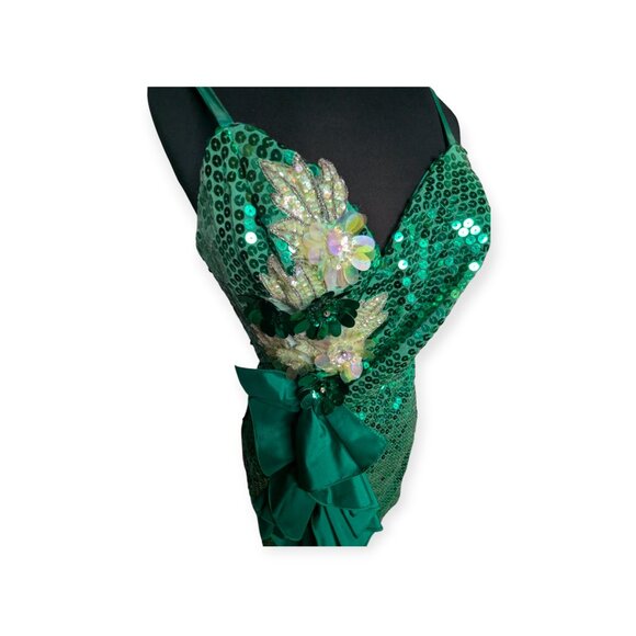 Vintage Alyce Designs Green Sequin Asymmetrical Dress Size 10 - Picture 7 of 16